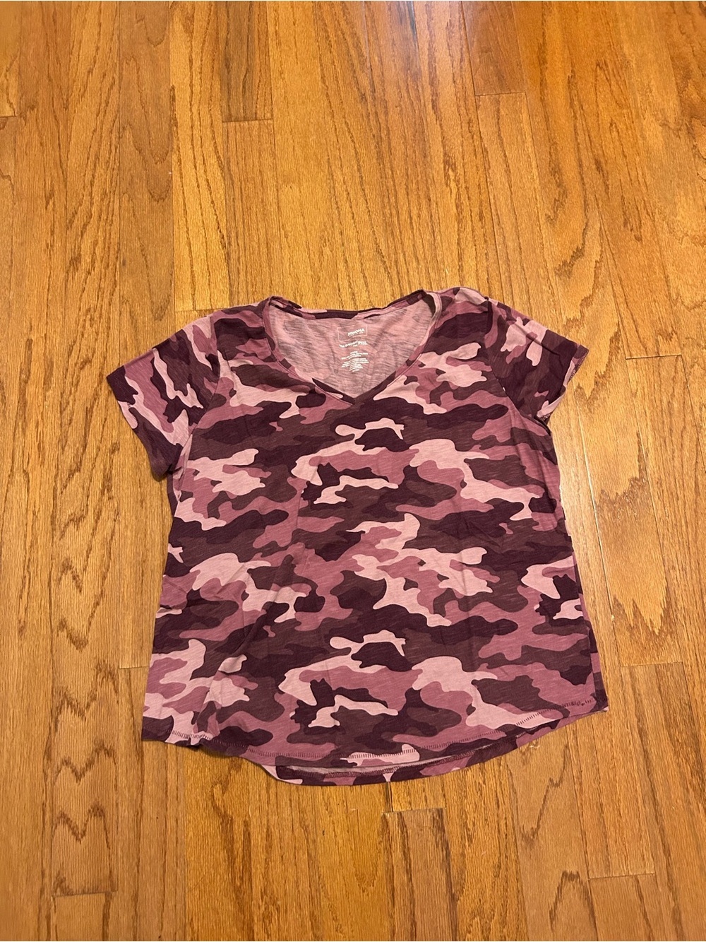 Sonoma Everyday Tee Pink Camo V-Neck Top PXXL Women's Casual Short Sleeve - Picture 2 of 6